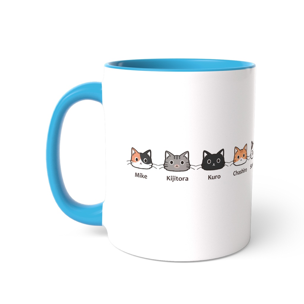 5匹の長毛ねこちゃんたち ツートンカラーマグカップ