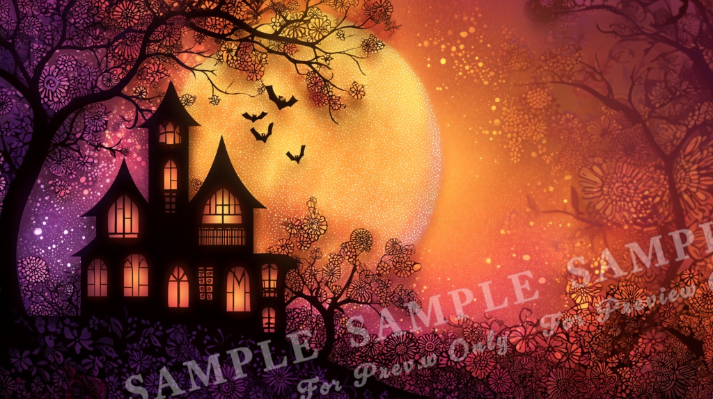 【ハロウィン2025 | 月夜の切り絵】影絵のハロウィンナイト｜15枚