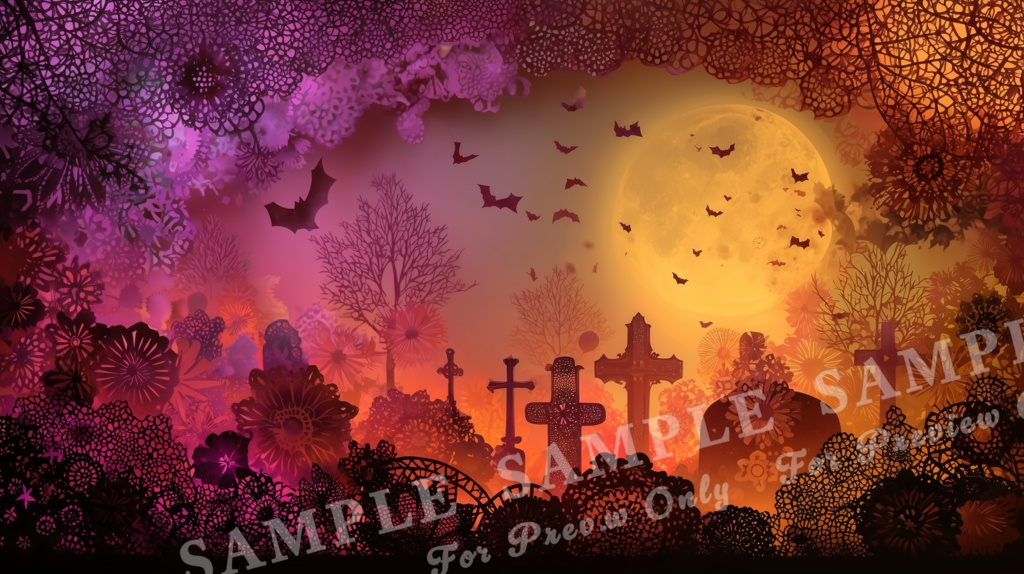 【ハロウィン2025 | 月夜の切り絵】影絵のハロウィンナイト|15枚