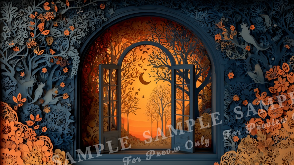 【ハロウィン2025 | 月夜の切り絵】蒼夜のハロウィンナイト|15枚