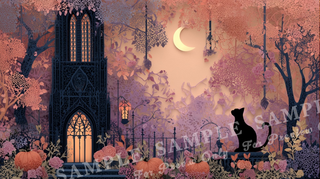 【ハロウィン2025 | 月夜の切り絵】月華のハロウィンナイト|15枚