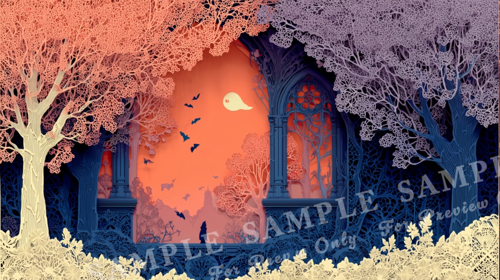 【ハロウィン2025 | 月夜の切り絵】月華のハロウィンナイト|15枚