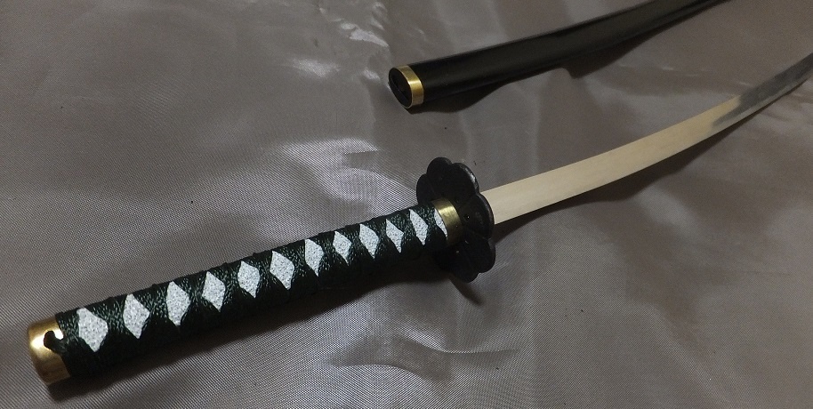 首の武器屋　　1/3　日本刀　（梅鍔）　物干し竿