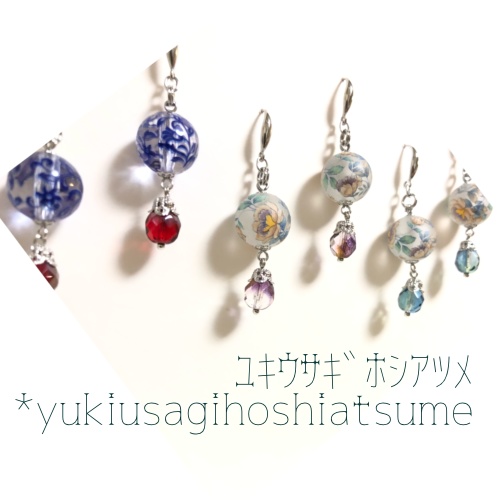 ほんのり中華な花玉の耳飾り