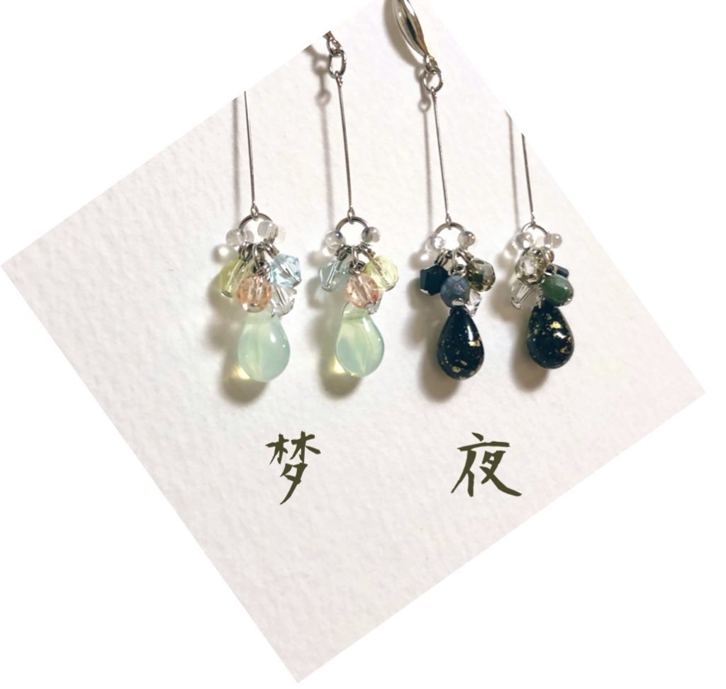 ほんのり中華な花鳥風月の耳飾り