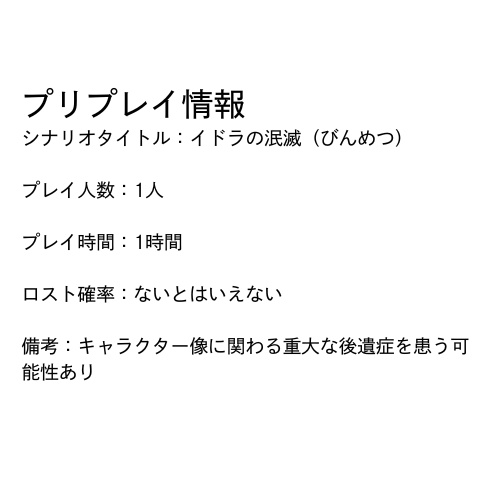 クトゥルフ神話TRPG二次創作シナリオ『イドラの泯滅』