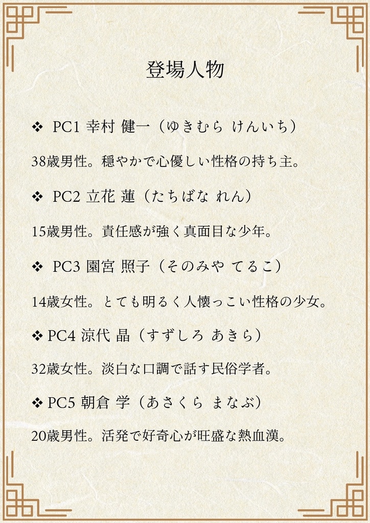 マーダーミステリーシナリオ『結目の巫女』