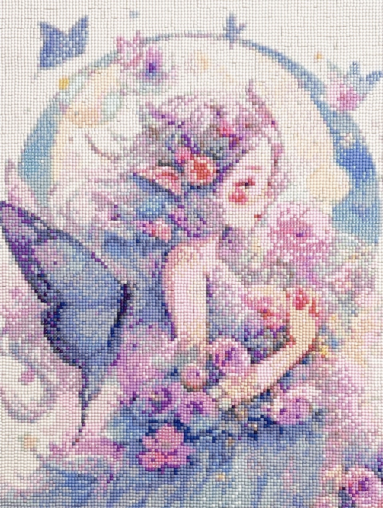 【ダイヤモンドアート】蝶とエルフの少女