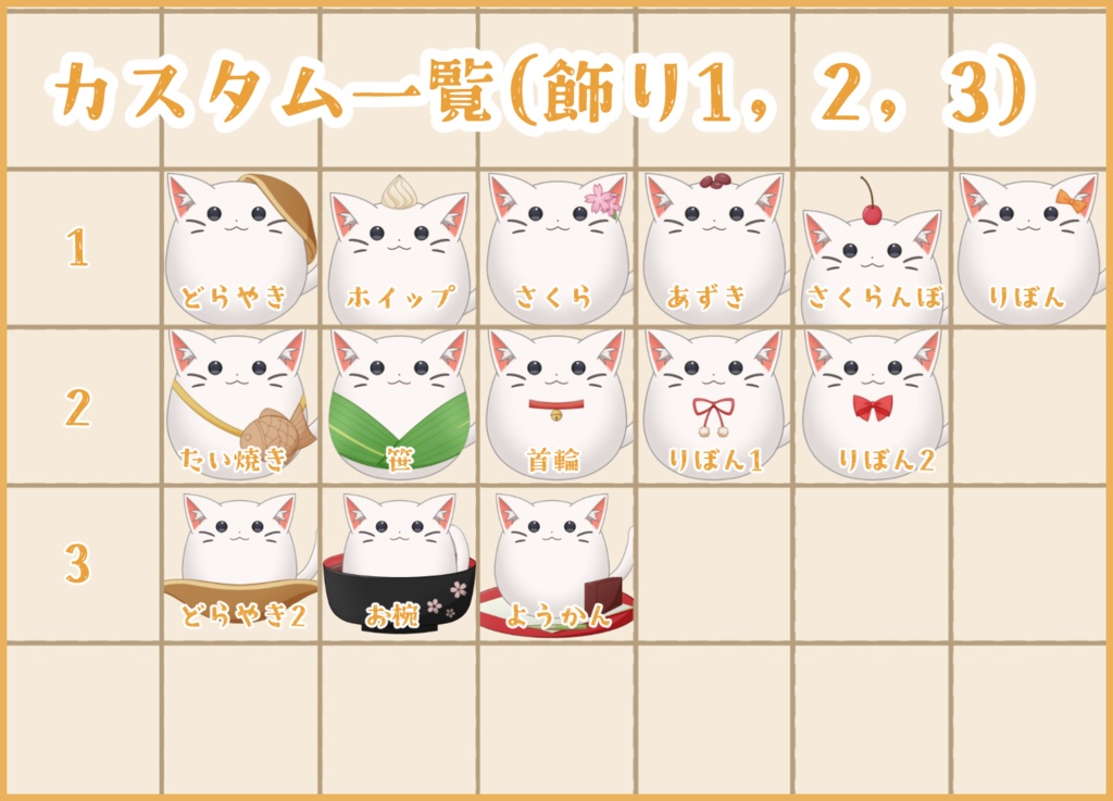 【汎用モデル】和菓子モチーフLive2Dねこモデル【VTS対応】