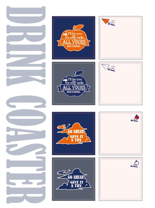 【マヒル】語録コースター(りんご柄/雲柄)