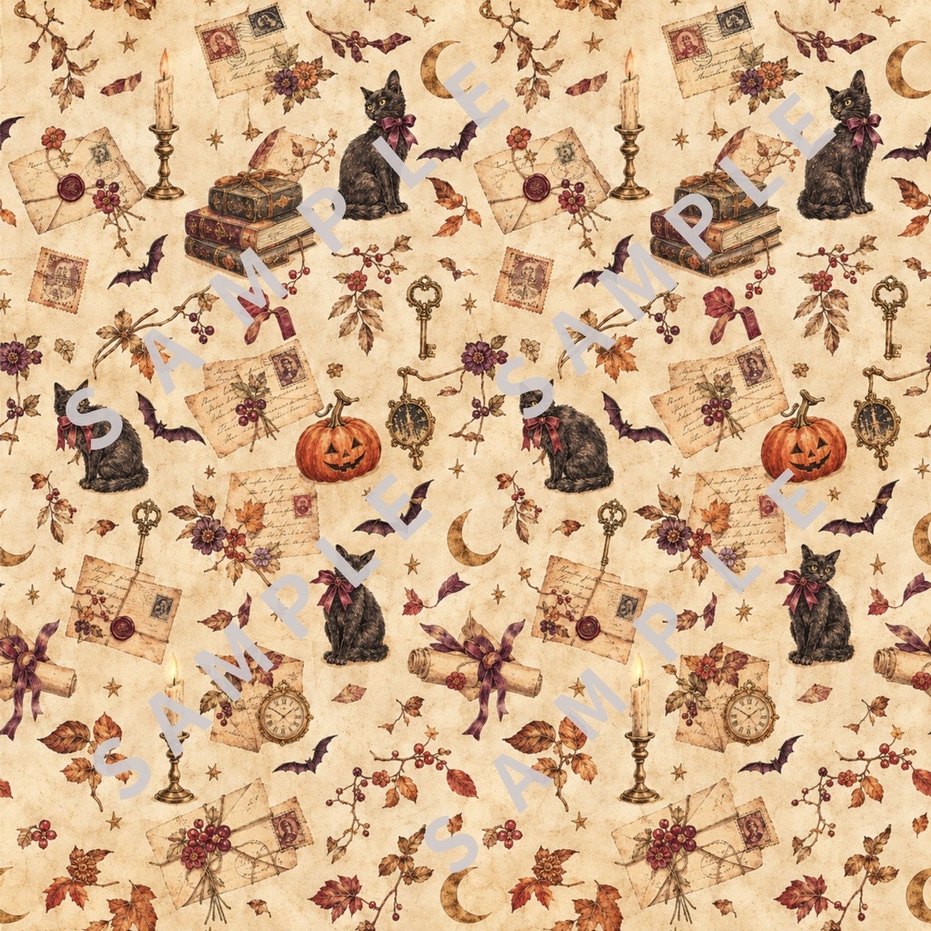 ハロウィン ヨーロピアンヴィンテージ 5枚セット|デジタルペーパー 秋素材 背景