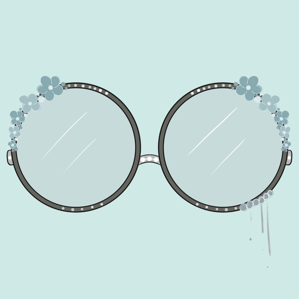 Blue Flower silver glasses