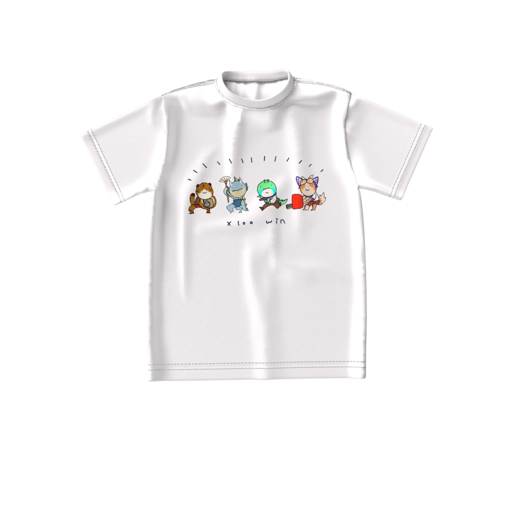 虎落、セイメイ、鰐口、舞パピ100倍勝ったでTシャツ