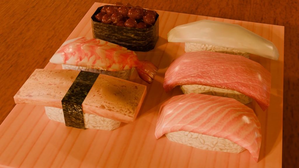 ローポリを感じさせないリアルな寿司