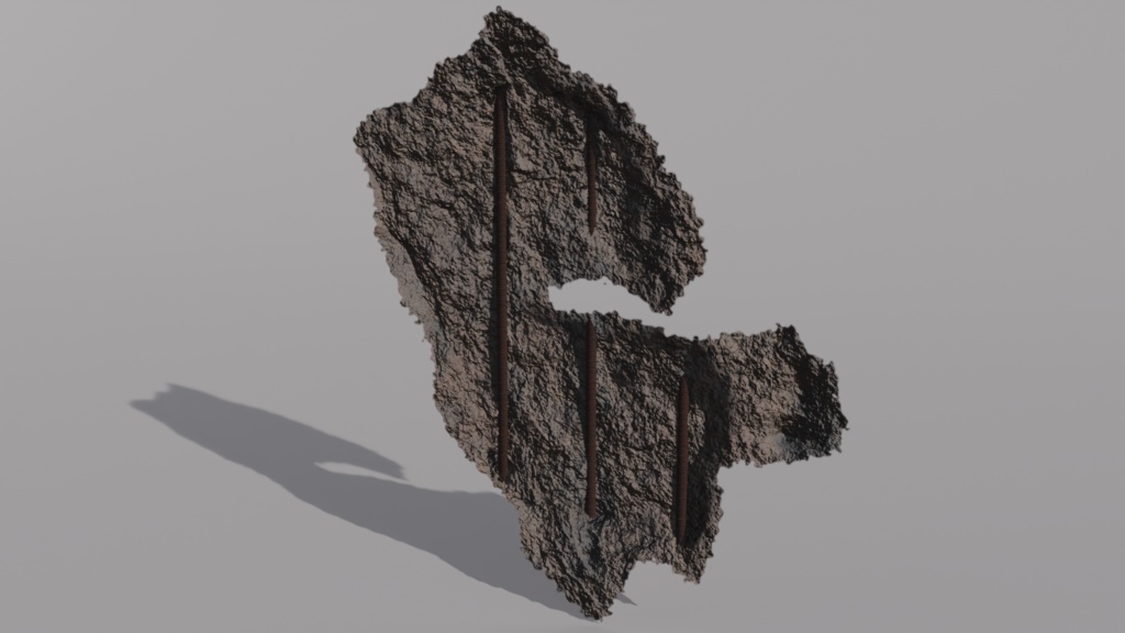 鉄筋むき出し 壊れたコンクリートデカール