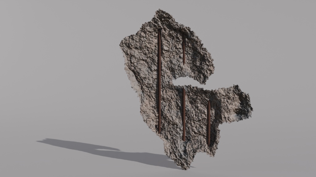 鉄筋むき出し 壊れたコンクリートデカール