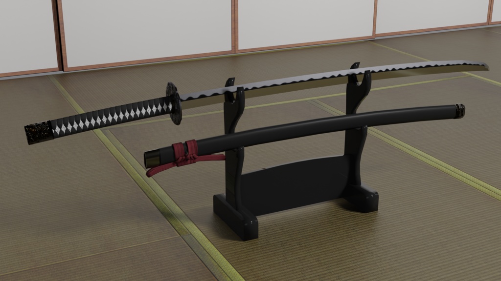 刀と刀掛け(武器アセットとしても使えます)