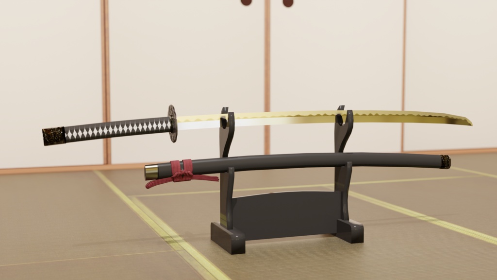 刀と刀掛け（武器アセットとしても使えます）