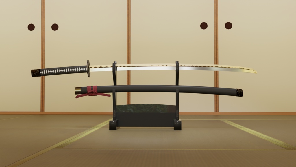 刀と刀掛け(武器アセットとしても使えます)