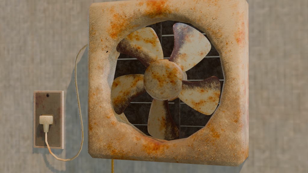 【ローポリ】汚れの目立つ換気扇 ファンが回ります!