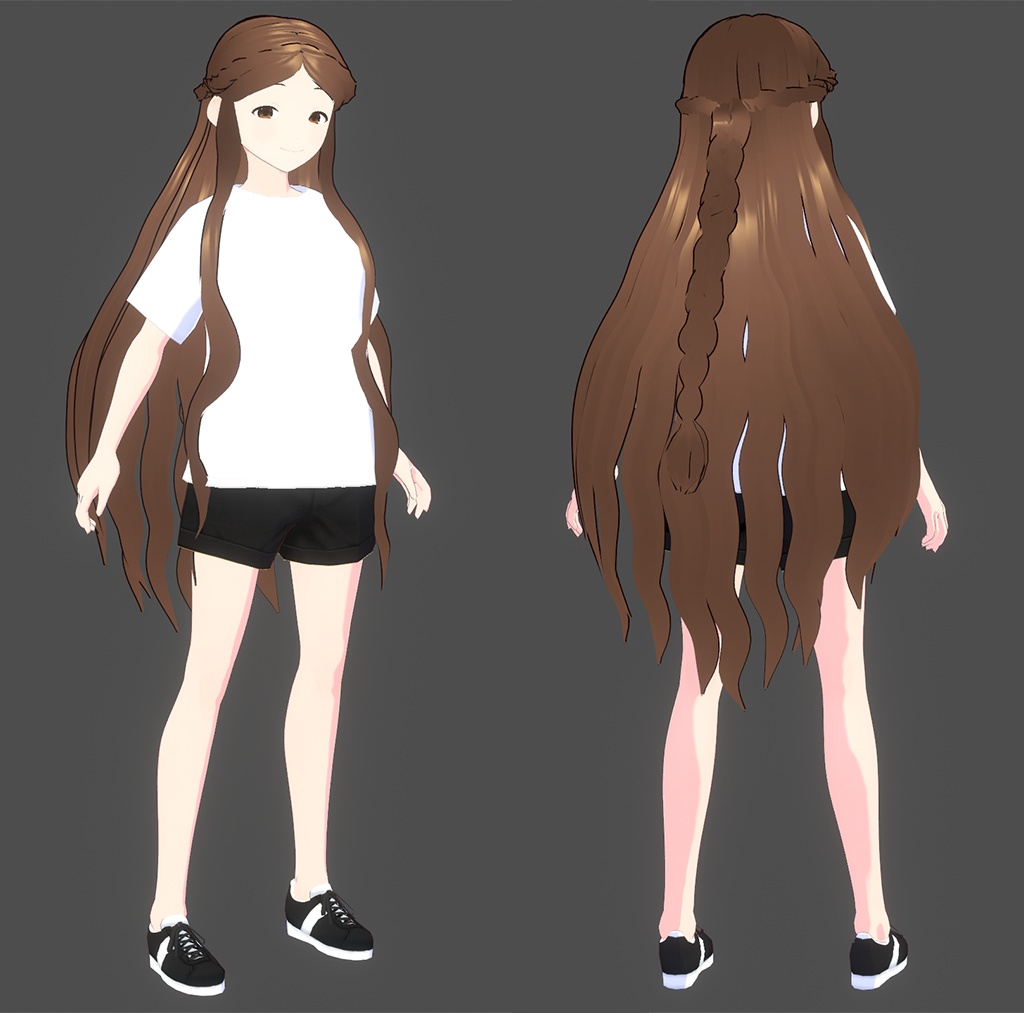【VRoid】Long Hair, ロングヘア, Wavy, Half Up in Braid【Hair Preset】