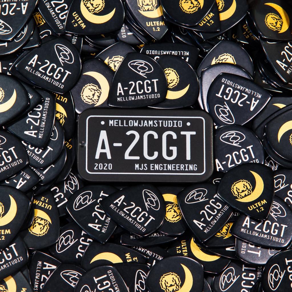 A-2CGT BLACK ULTEM PICK 1.2mm Jazz型 黒ウルテム a2cオリジナルピック【2枚セット】