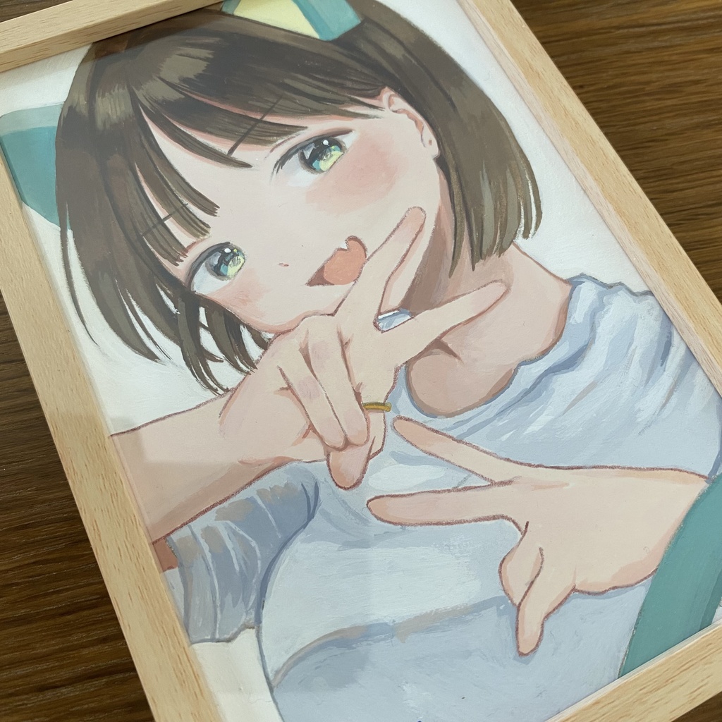 【ミニ原画】double peace‼︎(サイン・フレーム付き)