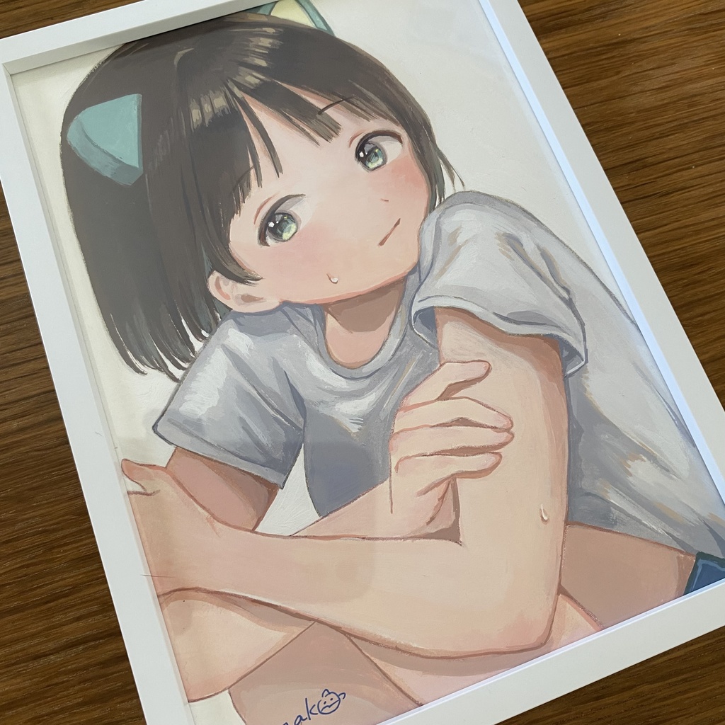 【ミニ原画】視線の先に(サイン・フレーム付き)