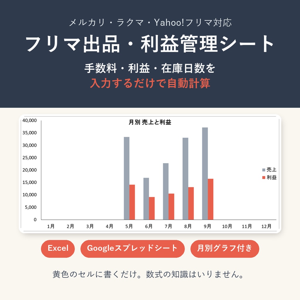 お金の管理シート 3点セット|フリマ・個人事業主・ハンドメイド(Excel / Googleスプレッドシート)