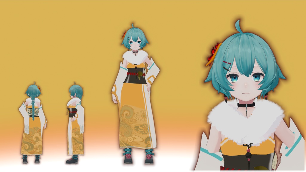 【薄荷対応】振袖、和服風衣装モデル