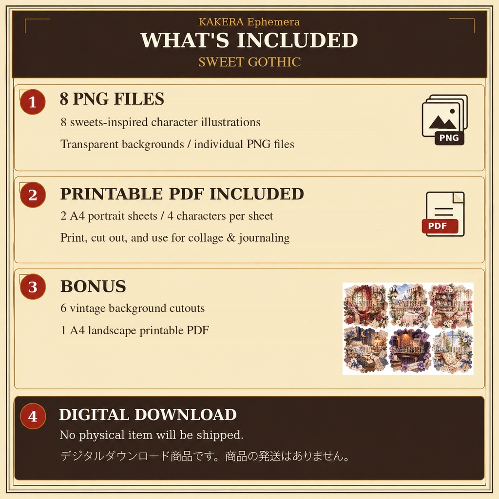 【コラージュ素材】Sweet Oddities|ちょっと不思議なお菓子人間たち8種|デジタル素材・PNG&PDF