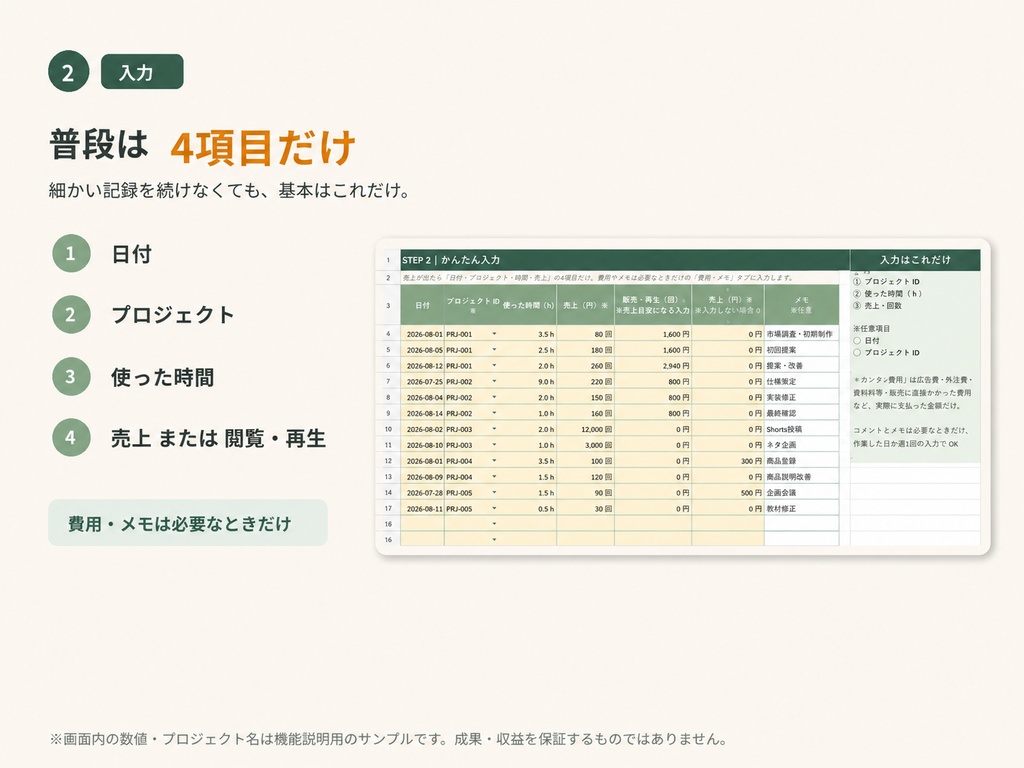 副業プロジェクト管理シート|次の1時間をどこに使うか決めるExcel