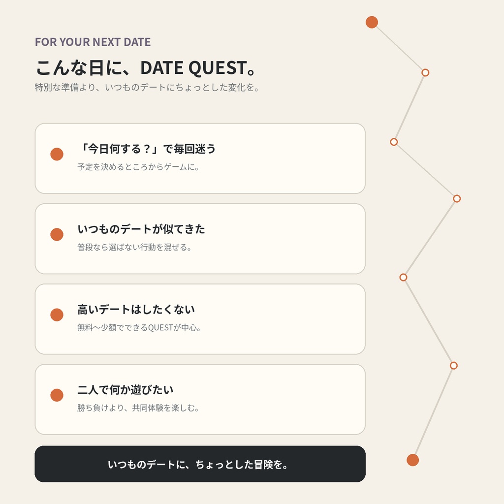 DATE QUEST 50|いつものデートをゲームに変える50のミッション【カップル向けデジタルゲーム】