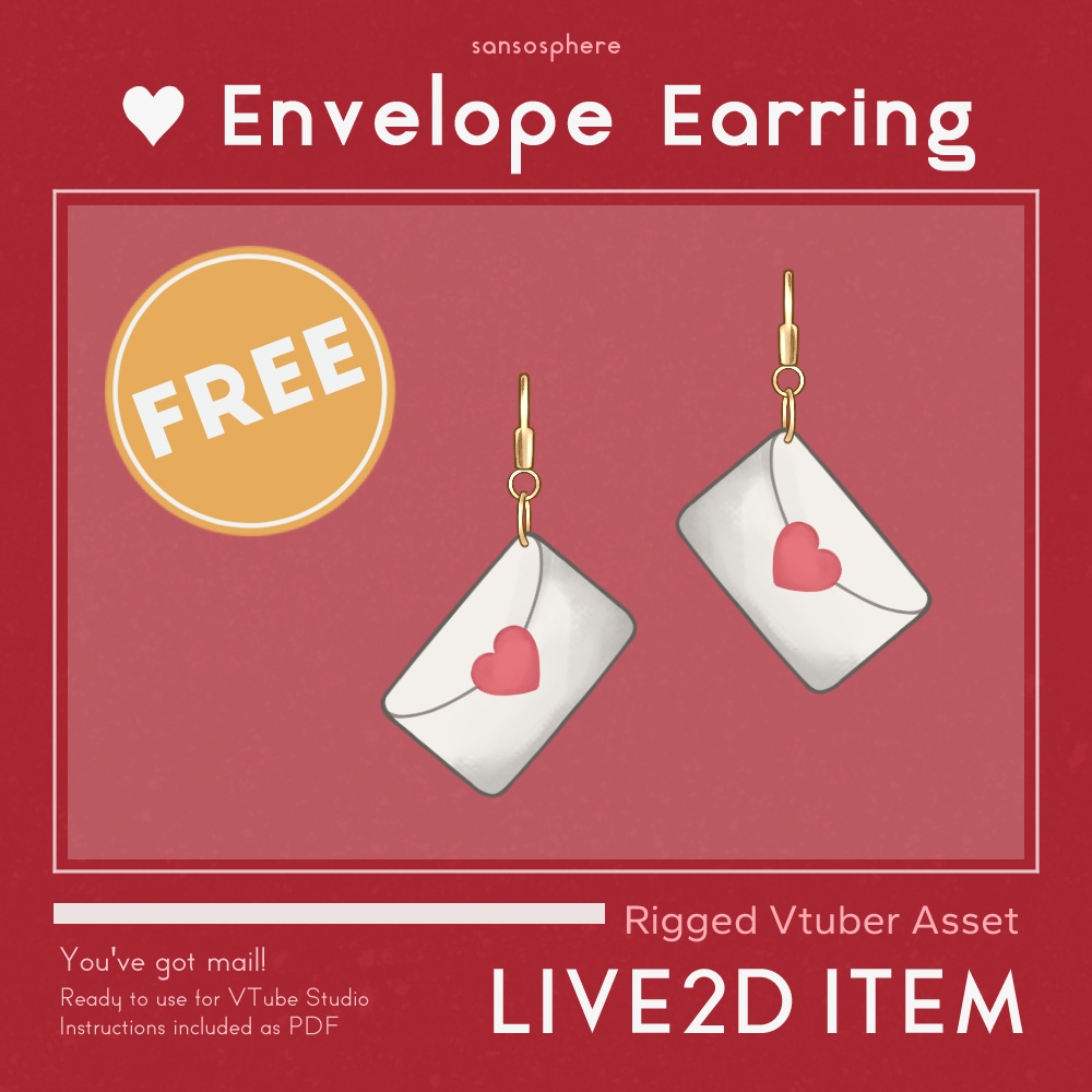 ♥ Envelope Earring【VTS Live2D Item】