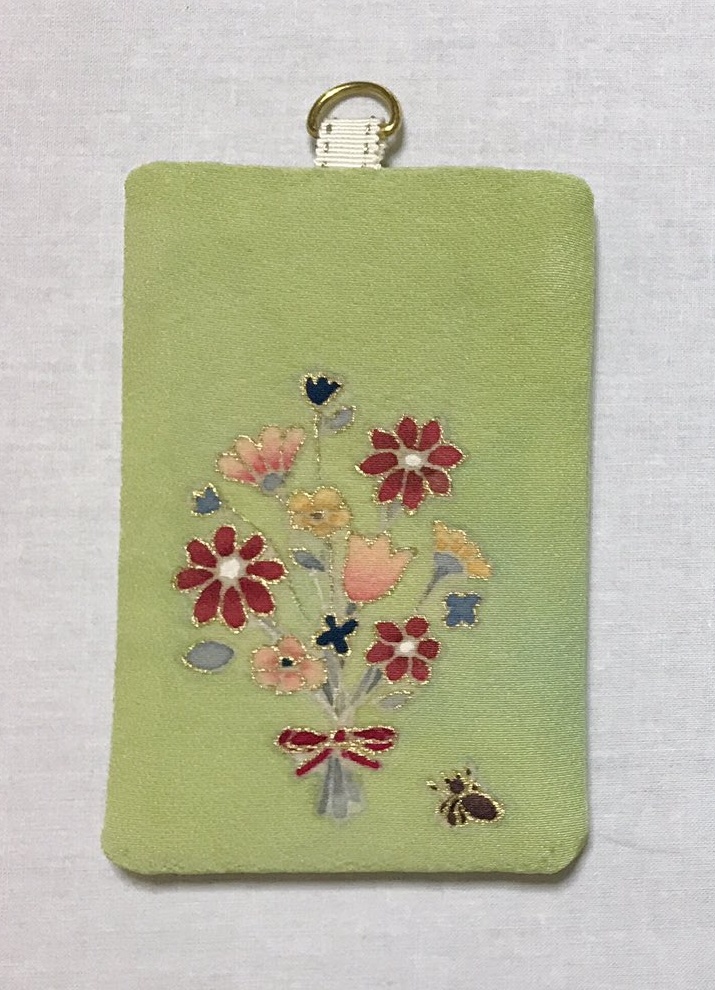 友禅パスケース「花束と蜘蛛」