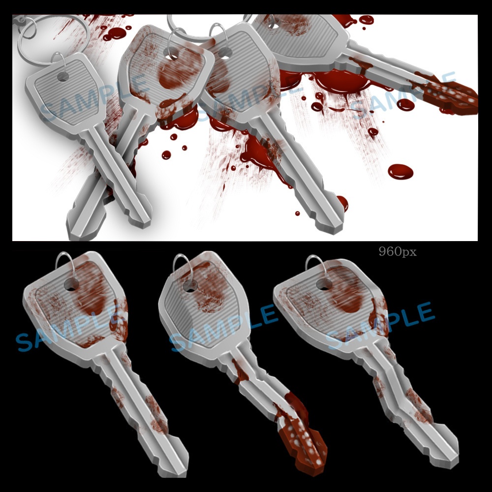 【謎解き系PNG素材】鍵束(血痕・紛失差分あり)