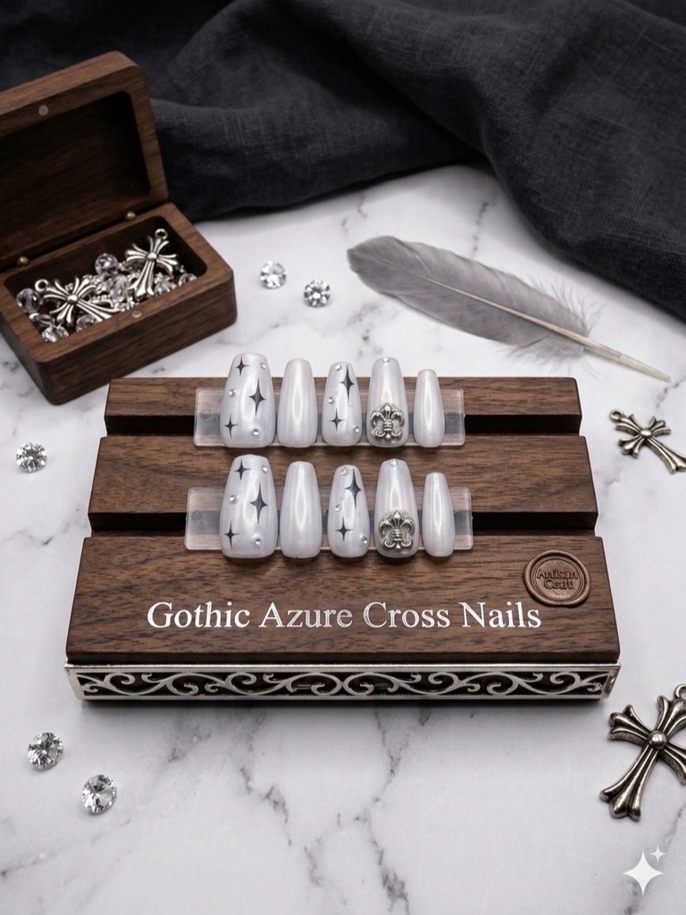 Luna_nail シルバーゴシックネイルチップ