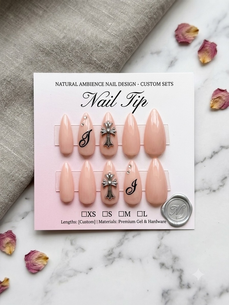 Luna_nail クロスイニシャルネイルチップ