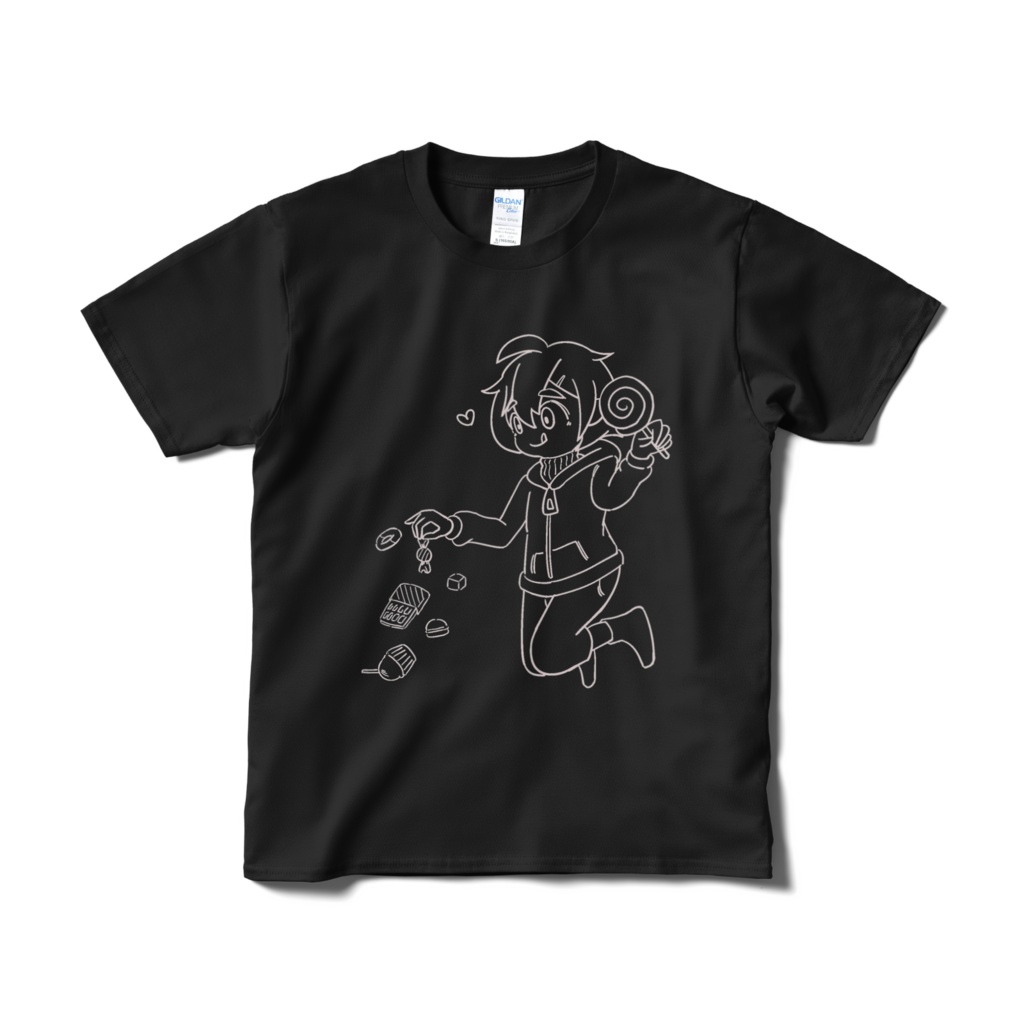 もげTシャツ黒（お菓子）