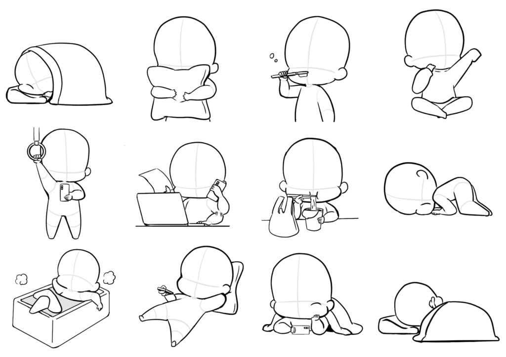 【商用利用可能】ちょこっと小さいミニキャラトレス素材