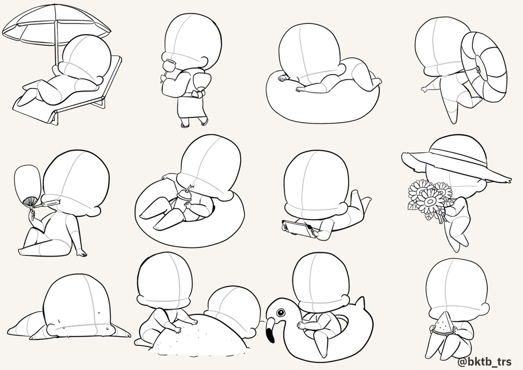 【商用利用可能】ちょこっと小さいミニキャラトレス素材