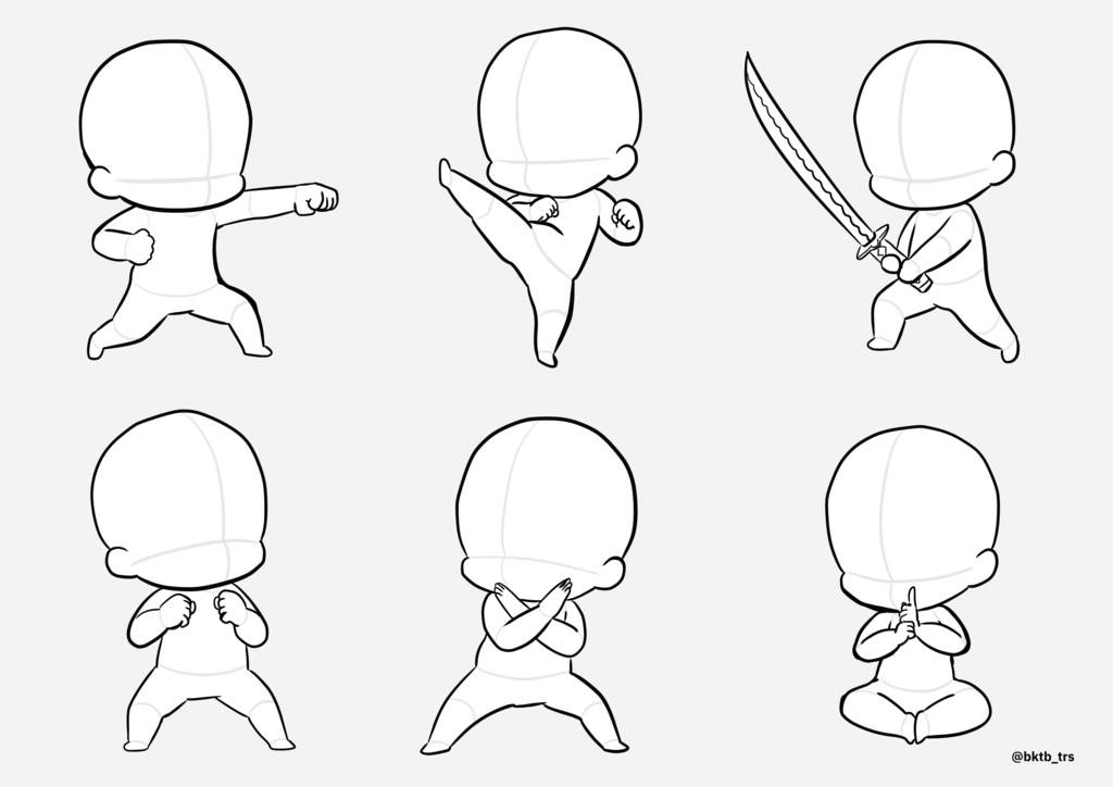 【商用OK/初心者向け】2.5頭身のトレス素材集｜50点