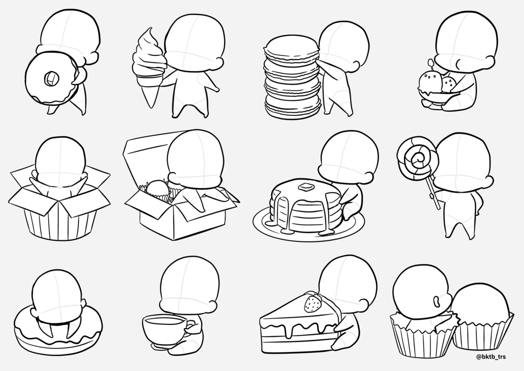 【商用利用可能】ちんまりしたミニキャラトレス素材