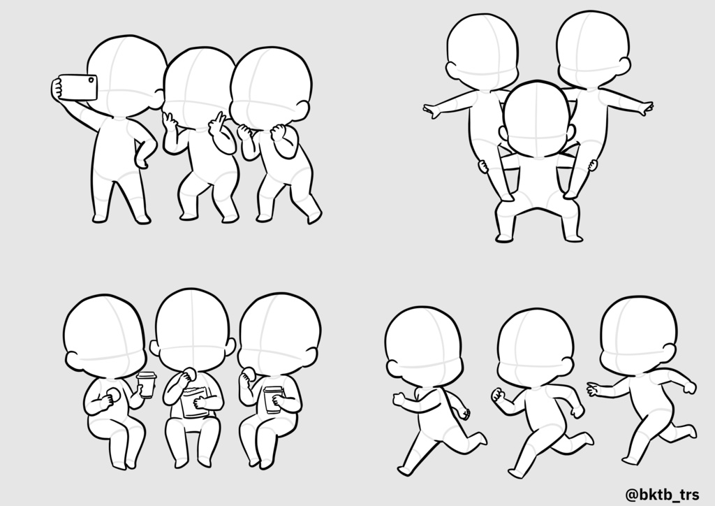 【商用利用可能】ちんまりしたミニキャラトレス素材