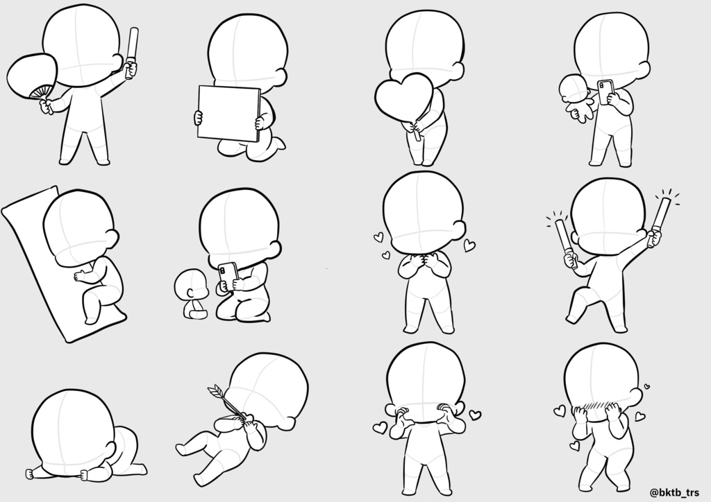 【商用利用可能】ちんまりしたミニキャラトレス素材