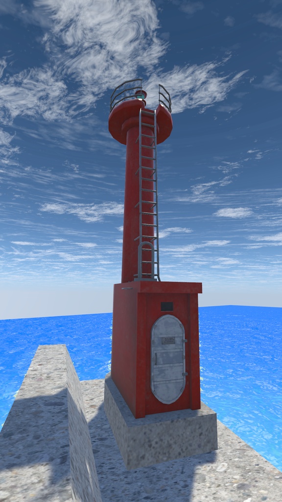 3Dモデル　ローポリ 灯台 [防波堤灯台]