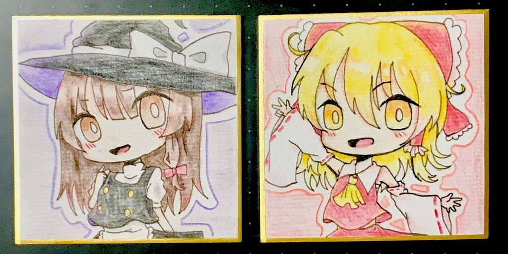 豆色紙　霊夢＆魔理沙