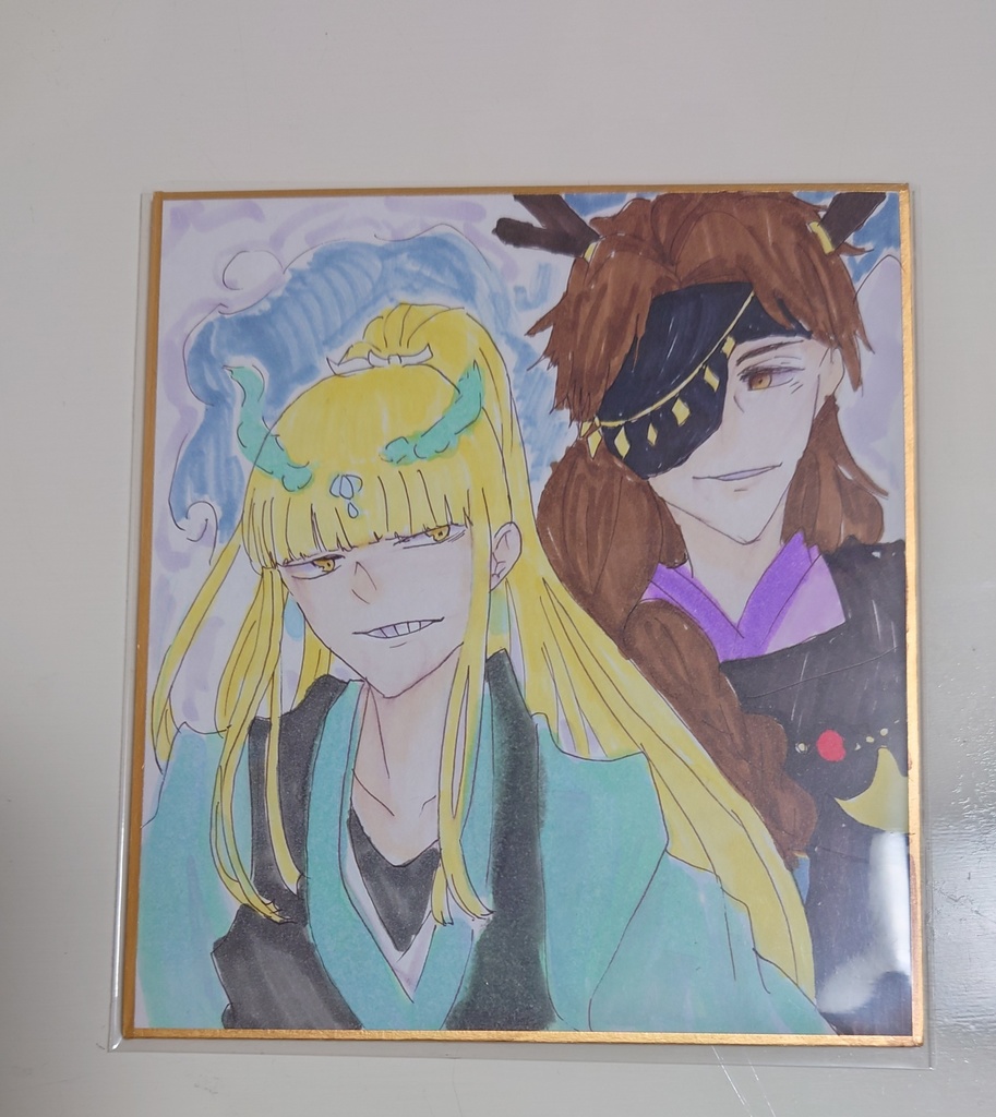 ミニ色紙　あやかし平＆藍