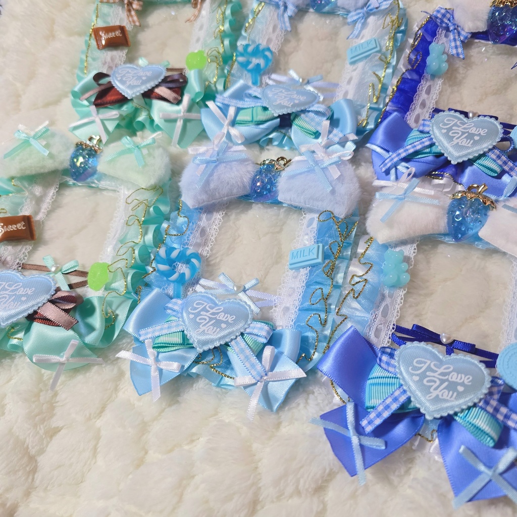 硬質ケース レースデコ バレンタイン💚🩵💙