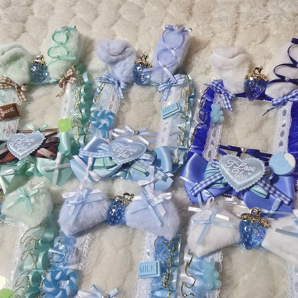 硬質ケース レースデコ バレンタイン💚🩵💙